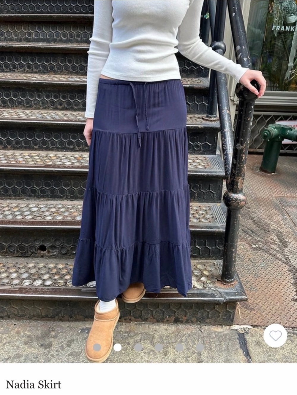 Brandy Melville Navy Tiered Maxi Skirt